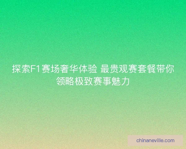探索F1赛场奢华体验 最贵观赛套餐带你领略极致赛事魅力
